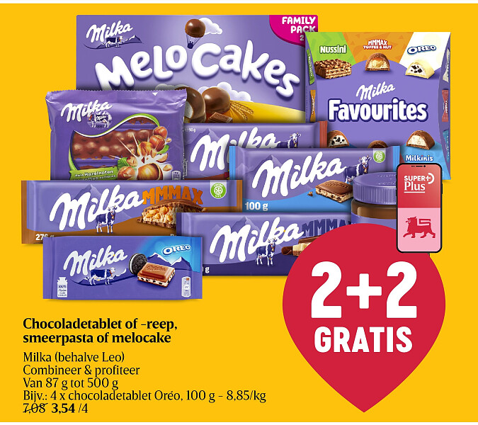 Chocoladetablet of -reep, smeerpasta of melocake