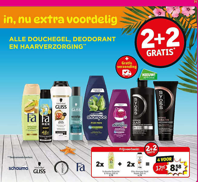 2x Fa douche Pistachio & Honey 250 ml + 2x Gliss shampoo Total Repair 250 ml