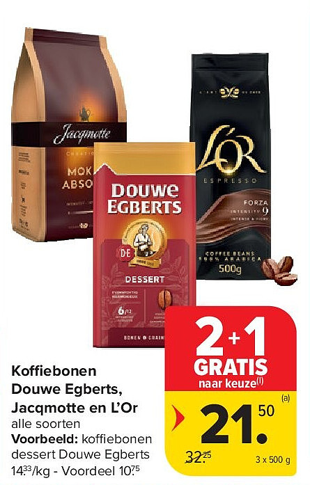 Koffiebonen Douwe Egberts, Jacqmotte en L’Or