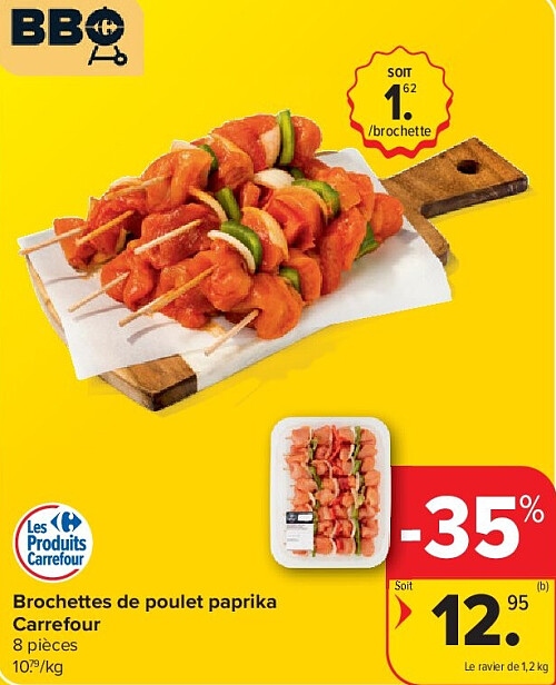 Brochettes de poulet paprika Carrefour
