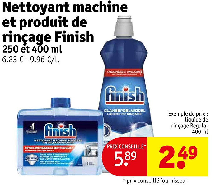 Nettoyant machine et produit de rinçage Finish