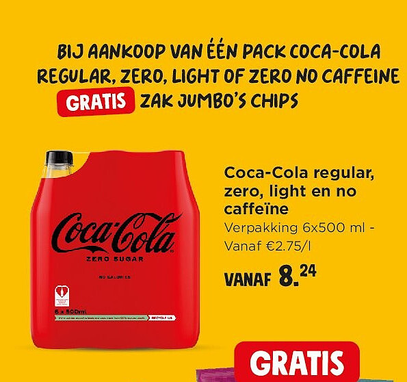 Coca-Cola regular, zero, light en no caffeïne