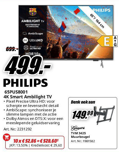Philips 65PUS8001 4K Smart Ambilight TV