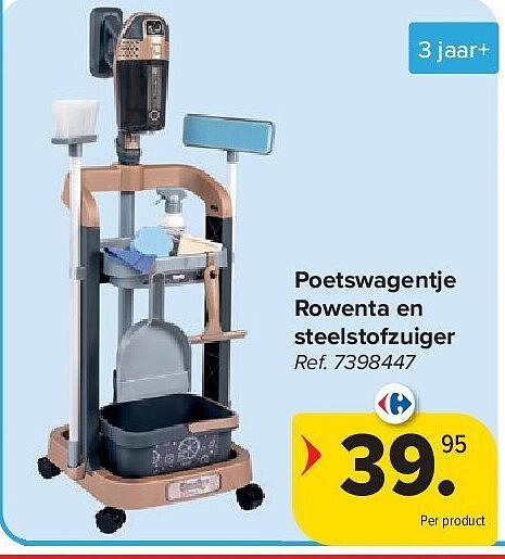 Poetswagentje Rowenta en steelstofzuiger