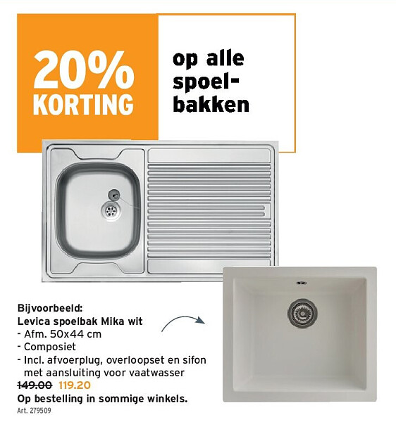 Levica spoelbak Mika wit