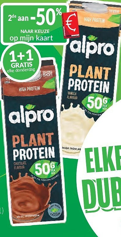 Alpro plantaardige proteïnedrank chocolade of vanille 1 l
