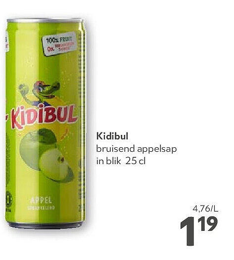 Kidibul bruisend appelsap in blik 25 cl