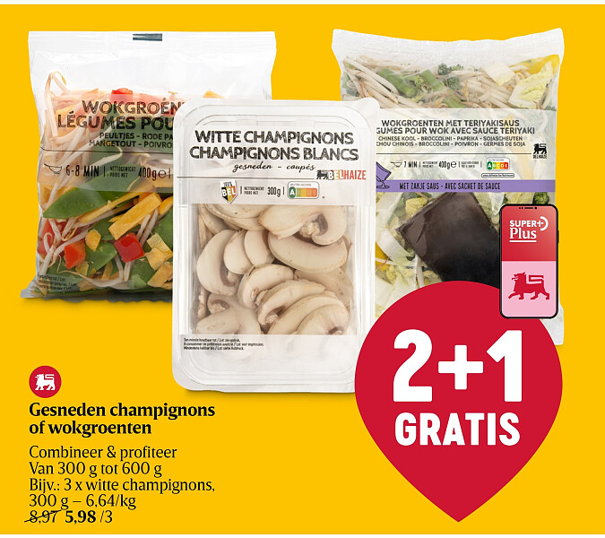 Gesneden champignons of wokgroenten