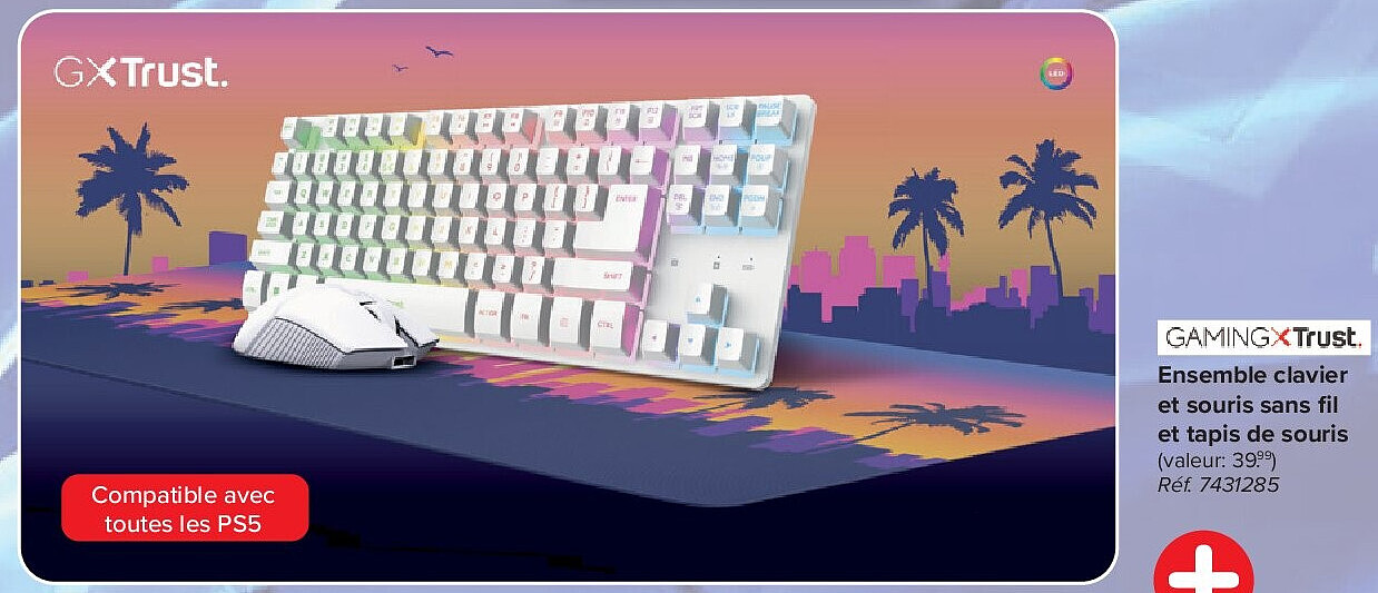 Ensemble clavier et souris sans fil et tapis de souris