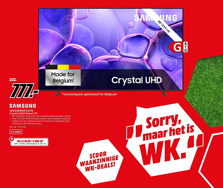 Samsung UE85U8000FUXXN Crystal UHD Smart TV