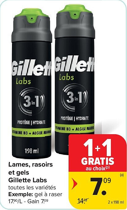 Lames, rasoirs et gels Gillette Labs 2 x 198 ml