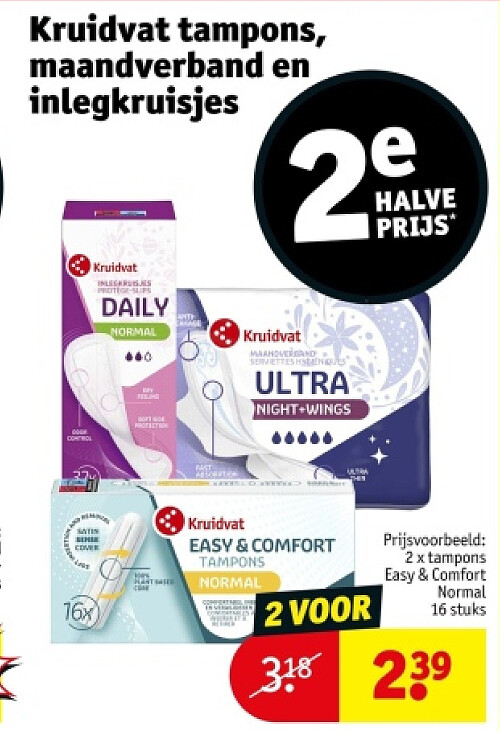 Kruidvat tampons, maandverband en inlegkruisjes