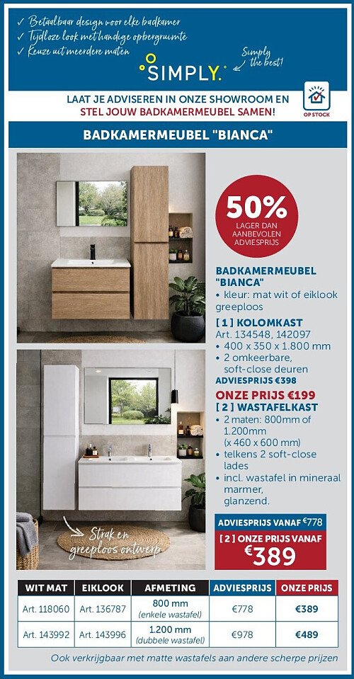BADKAMERMEUBEL "BIANCA" WASTAFELKAST