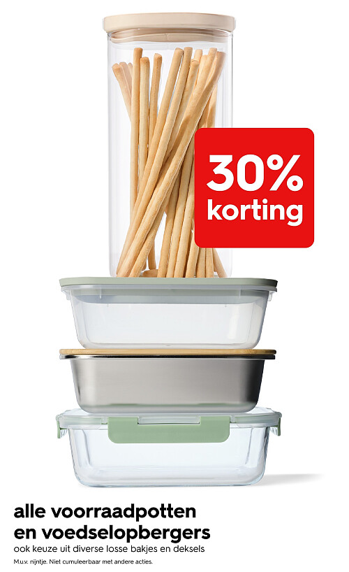 alle voorraadpotten en voedselopbergers