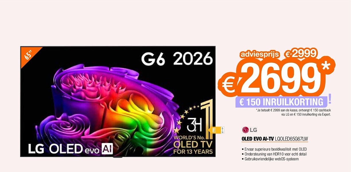 LG OLED EVO AI-TV LQOLED65G67LW