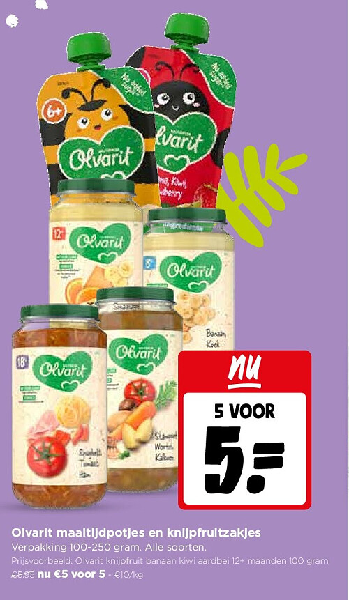 Olvarit maaltijdpotjes en knijpfruitzakjes