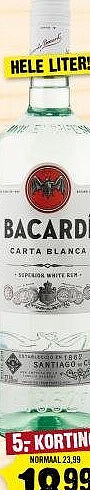 Bacardi Rum Carta Blanca hele liter