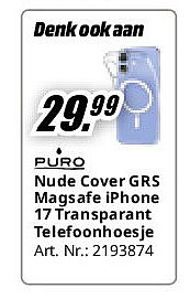 Nude Cover GRS Magsafe iPhone 17 Transparant Telefoonhoesje