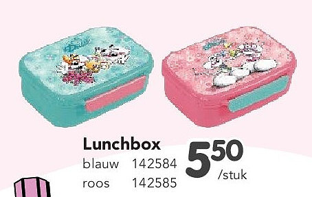 Lunchbox blauw 142584 roos 142585