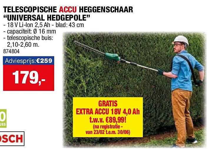 TELESCOPISCHE ACCU HEGGENSCHAAR “UNIVERSAL HEDGEPOLE”