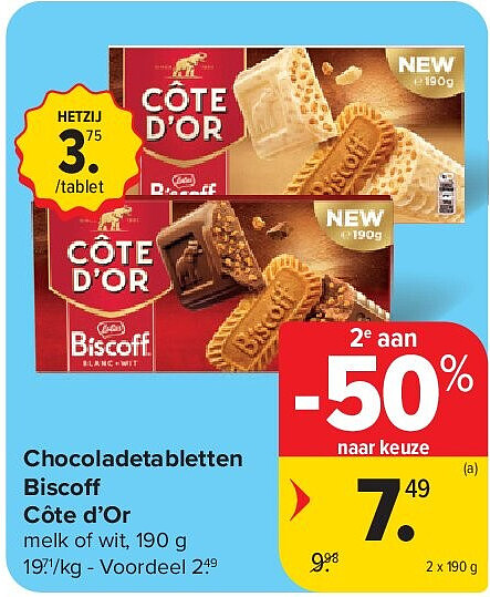 Chocoladetabletten Biscoff Côte d’Or