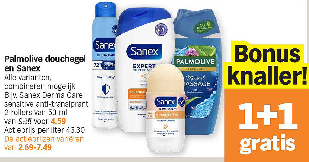 Palmolive douchegel en Sanex