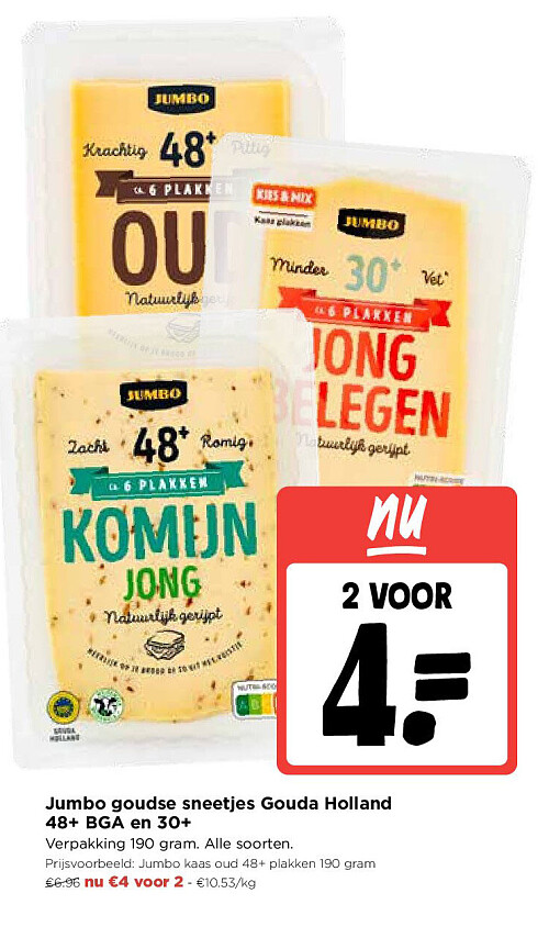Jumbo goudse sneetjes Gouda Holland 48+ BGA en 30+