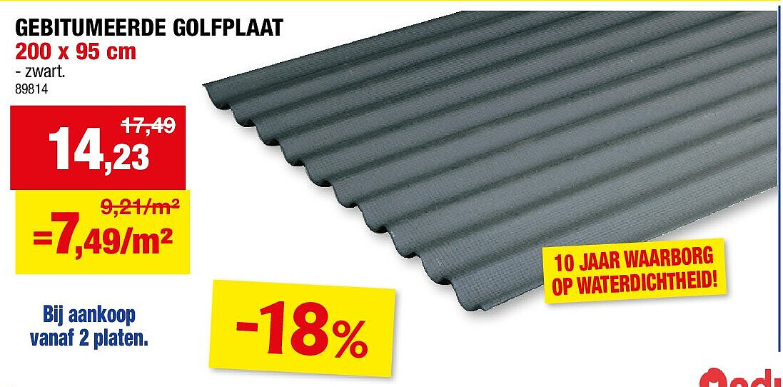 GEBITUMEERDE GOLFPLAAT 200 x 95 cm