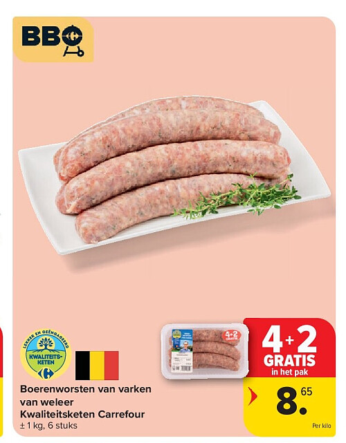 Boerenworsten van varken van weleer Kwaliteitsketen Carrefour
