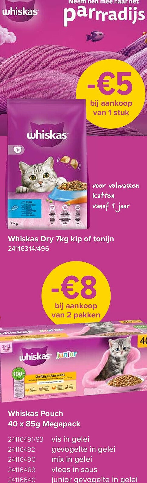 Whiskas Dry 7 kg kip of tonijn