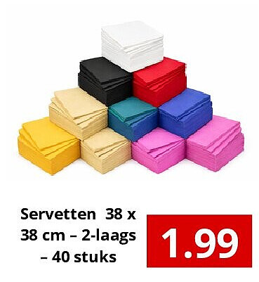 Servetten 38 x 38 cm – 2-laags – 40 stuks