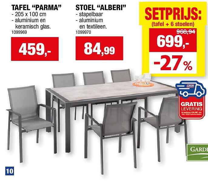 tafel + 6 stoelen