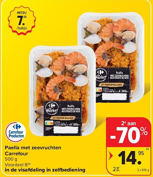Paella met zeevruchten Carrefour