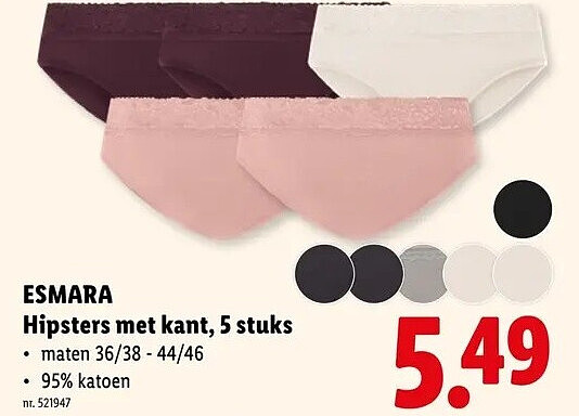 ESMARA Hipsters met kant, 5 stuks