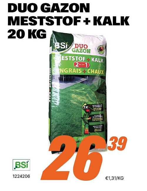 DUO GAZON MESTSTOF + KALK 20 KG