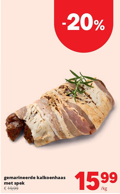 gemarineerde kalkoenhaas met spek