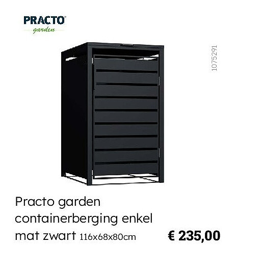 Practo garden containerberging enkel mat zwart 116x68x80cm