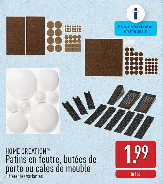 Patins en feutre, butées de porte ou cales de meuble