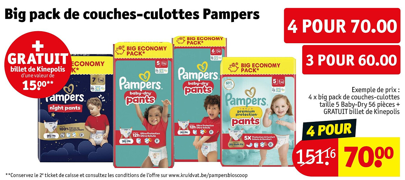 Big pack de couches-culottes Pampers 4 POUR