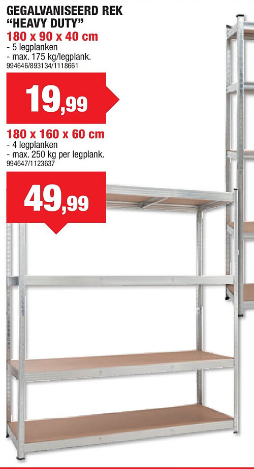 GEGALVANISEERD REK “HEAVY DUTY” 180 x 160 x 60 cm