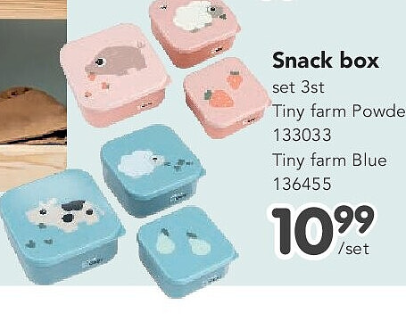 Snack box set 3st Tiny farm Powder 133033 Tiny farm Blue 136455