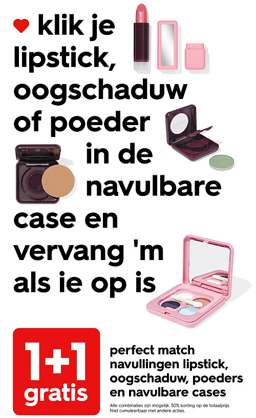 perfect match navullingen lipstick, oogschaduw, poeders en navulbare cases