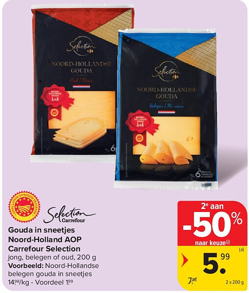 Gouda in sneetjes Noord-Holland AOP Carrefour Selection
