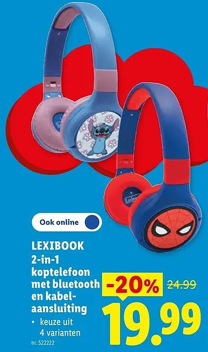 LEXIBOOK 2-in-1 koptelefoon met bluetooth en kabelaansluiting