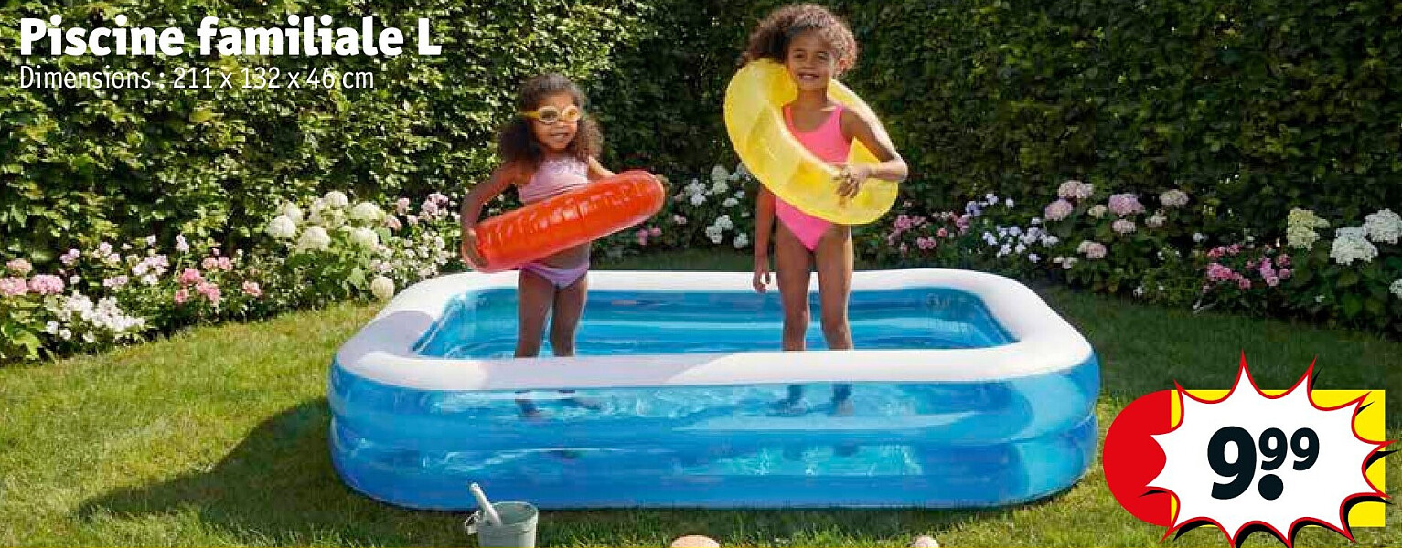 Piscine familiale L 211 x 132 x 46 cm