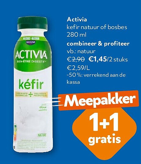 Activia kefir natuur of bosbes 280 ml