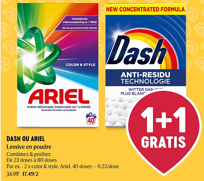DASH OU ARIEL Lessive en poudre