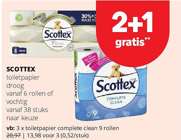 SCOTTEX toiletpapier complete clean 9 rollen