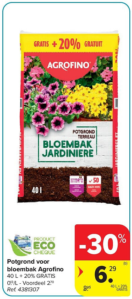 Potgrond voor bloembak Agrofi no
