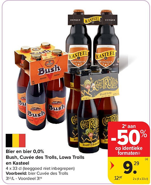 Bier en bier 0,0% Bush, Cuvée des Trolls, Lowa Trolls en Kasteel